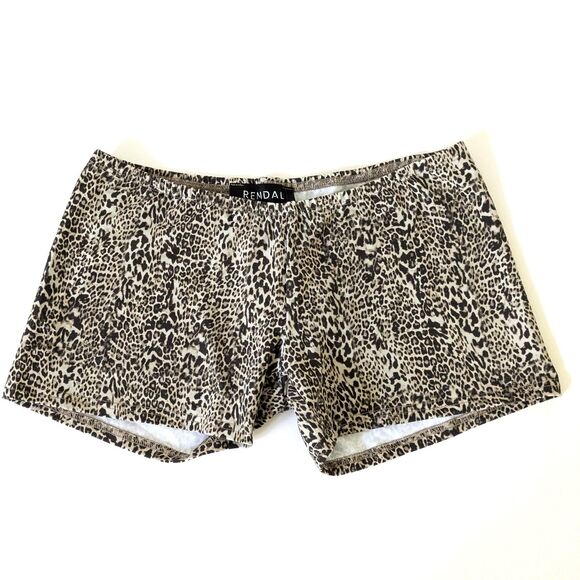 Rendal UK Teddy Shorts Low Rise Cheetah Print Size S Cotton Blend Stretchy - Picture 1 of 9